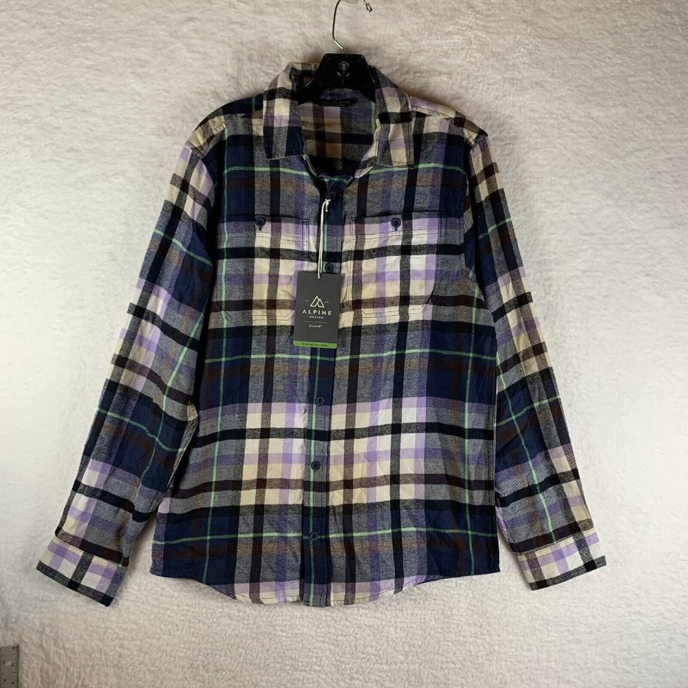 Alpine Design Shirt Men's Small Multicolor‎ Plaid Cotton Flannel Button-Up 7013